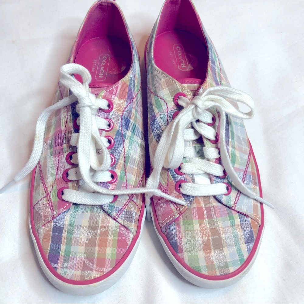 Coach Suzzy plaid multicolor sneakers tennis shoes - Picture 4 of 9